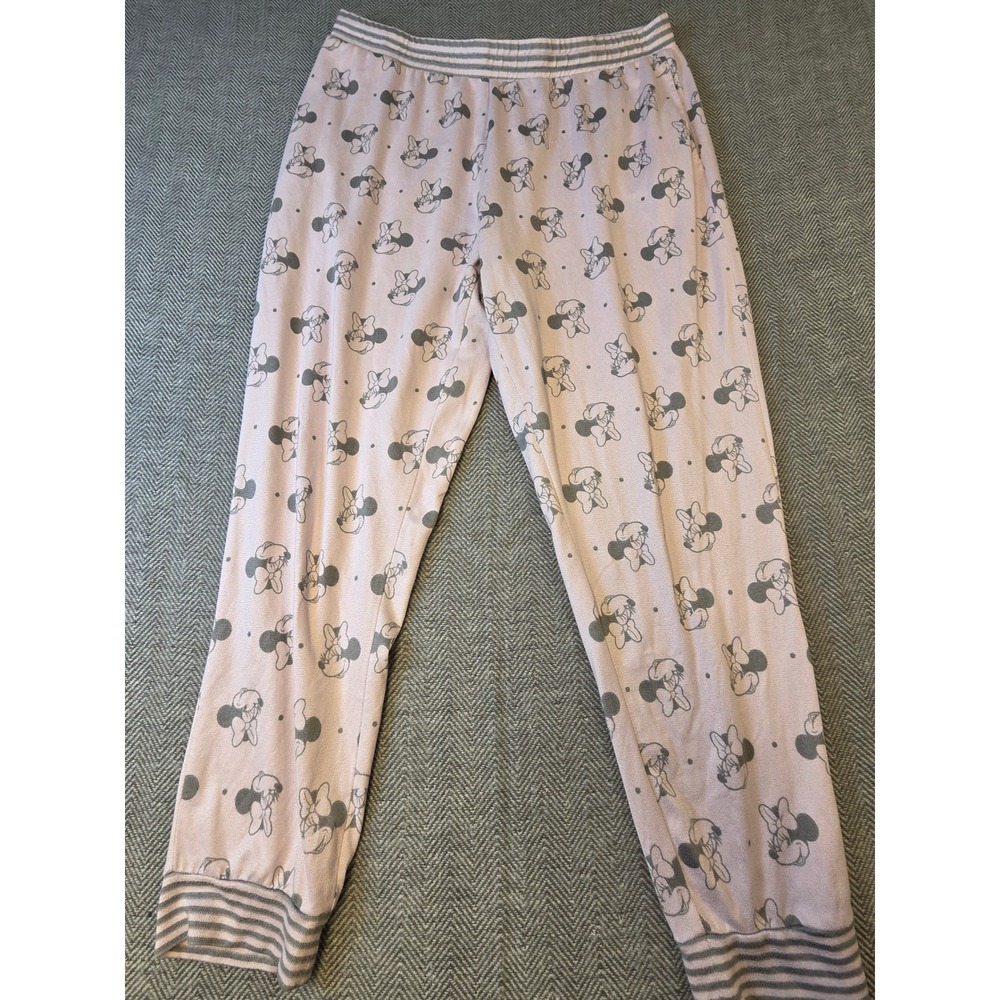 Disney Minnie Mouse Pajama Pants Women's XL Pink Polka Dot Elastic Waist Pull On